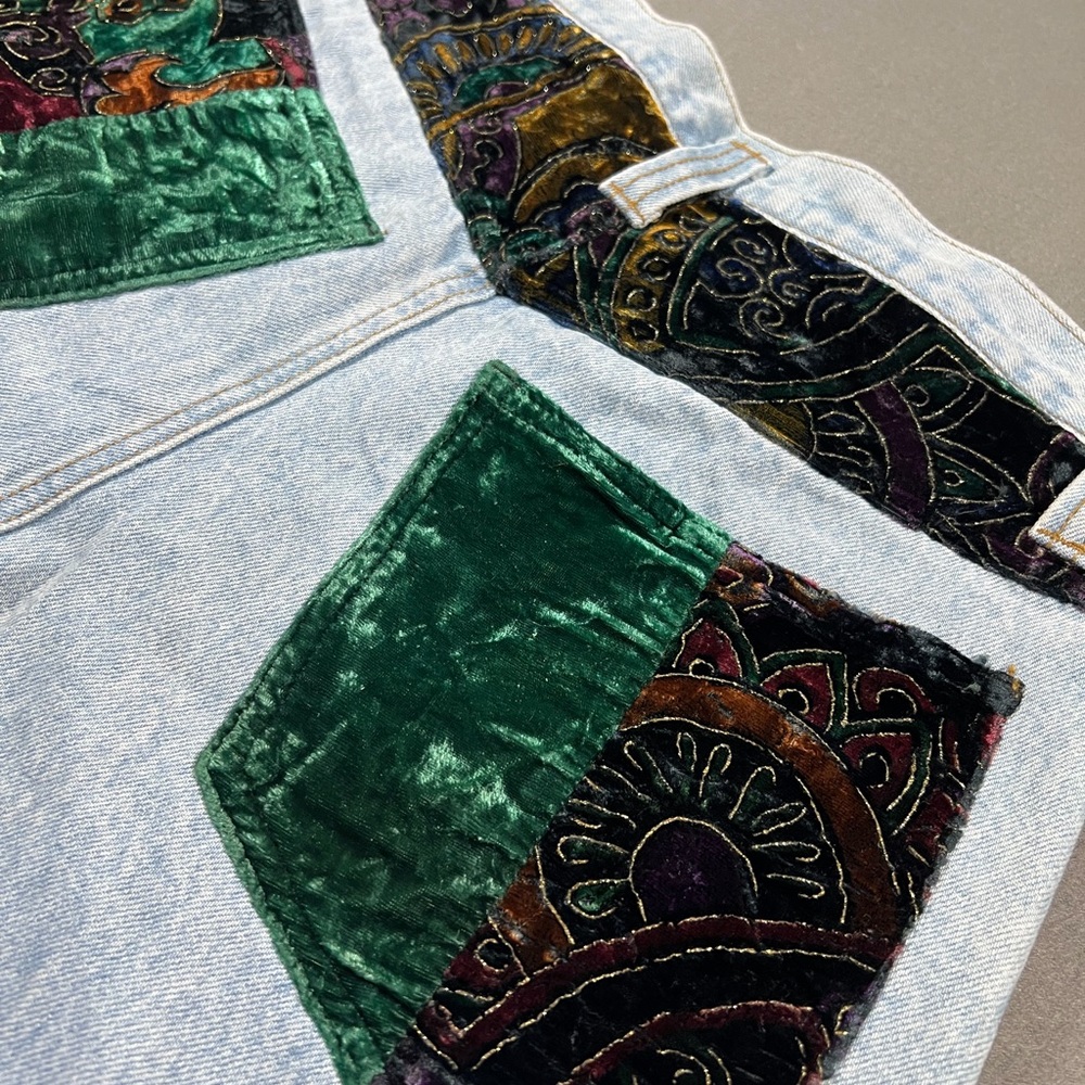 Vintage 1990s Basic Blues Patchwork Light Wash De… - image 7